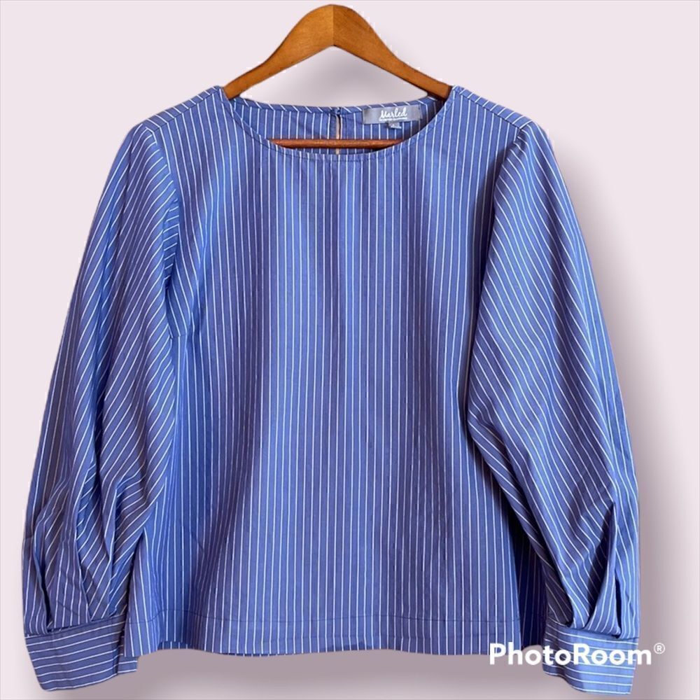 MARLED Reunited Clothing Pinstriped Balloon Long Sleeve Top